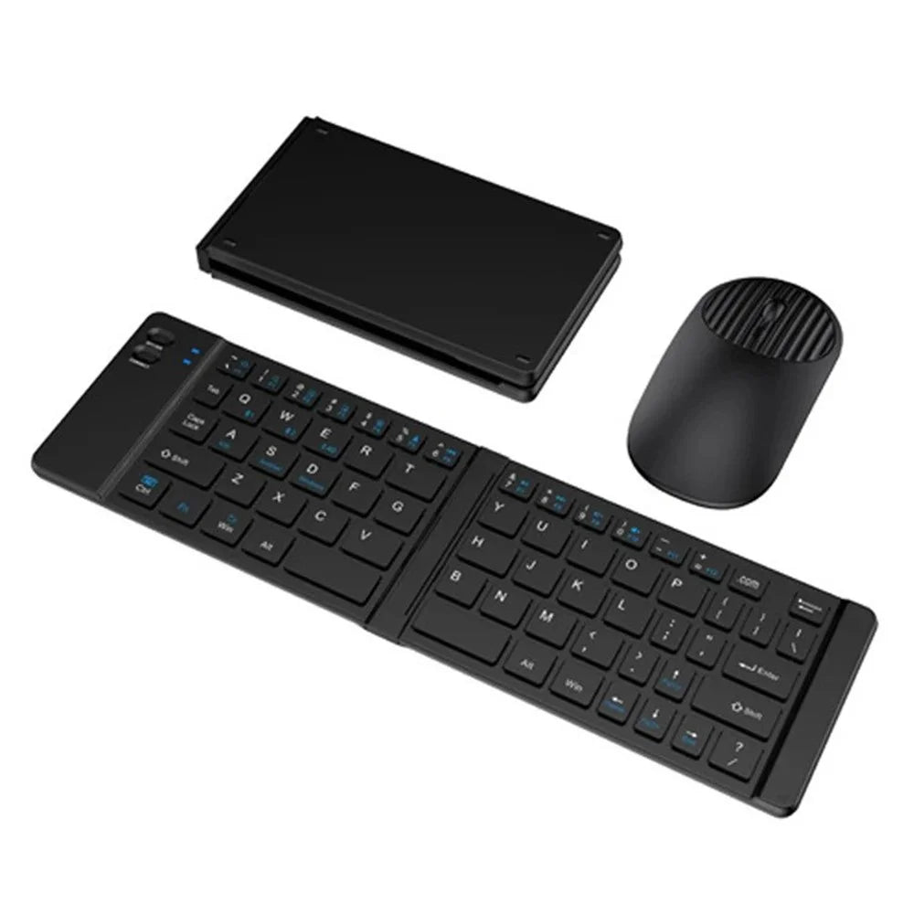 KB018 Mini Portable Foldable Bluetooth-compatible Wireless Keyboard 2.4G Mouse Set Home Office Computer Keyboard + Mouse - Black - 1