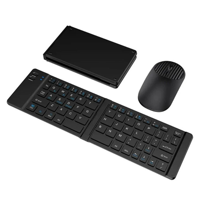 KB018 Mini Portable Foldable Bluetooth-compatible Wireless Keyboard 2.4G Mouse Set Home Office Computer Keyboard + Mouse - Black - 1