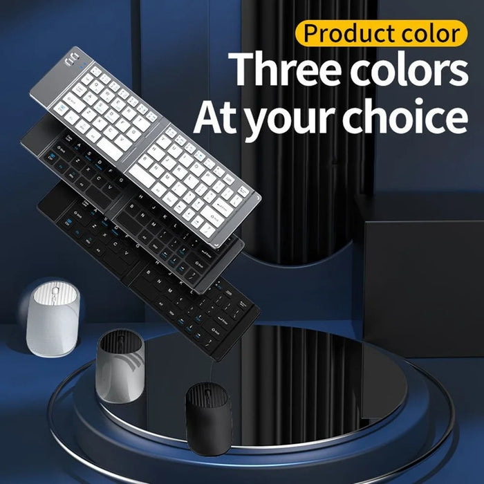 KB018 Mini Portable Foldable Bluetooth-compatible Wireless Keyboard 2.4G Mouse Set Home Office Computer Keyboard + Mouse - Black - 3