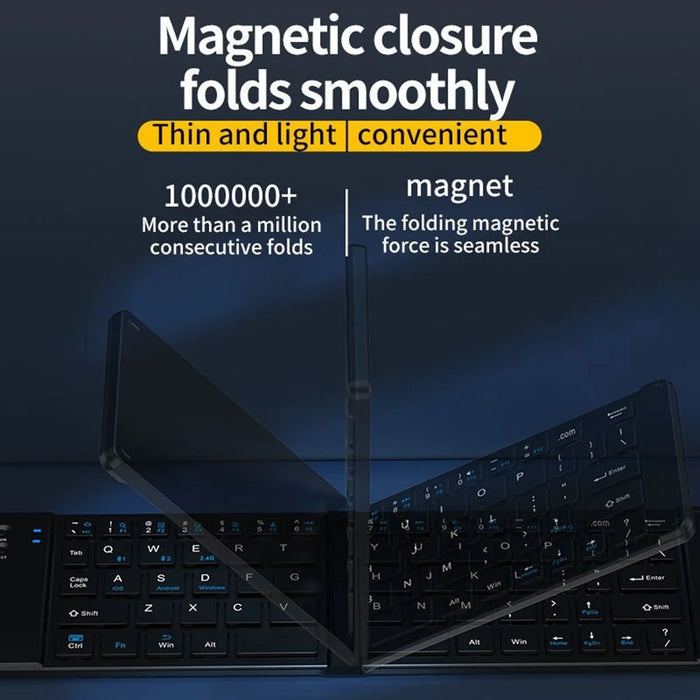 KB018 Mini Portable Foldable Bluetooth-compatible Wireless Keyboard 2.4G Mouse Set Home Office Computer Keyboard + Mouse - Black - 7