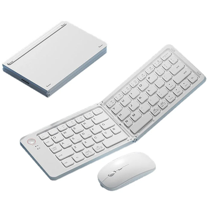 B203B Mini Portable Bluetooth-compatible Wireless Folding Keyboard Mouse Set Rechargeable 67Keys Home Office Computer Keyboard + Mouse - White - 1