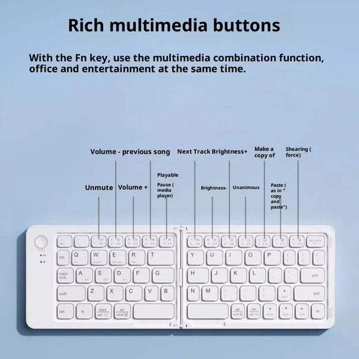 B203B Mini Portable Bluetooth-compatible Wireless Folding Keyboard Mouse Set Rechargeable 67Keys Home Office Computer Keyboard + Mouse - White - 4
