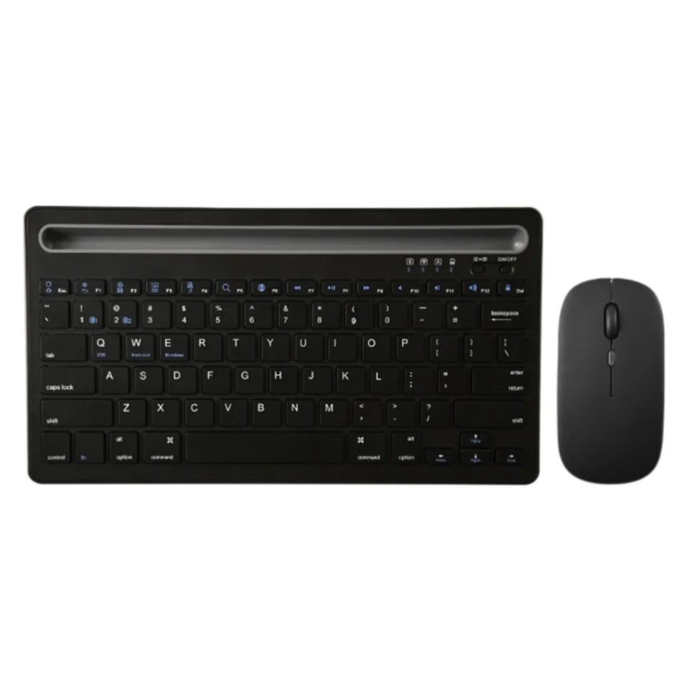 CMK108 Mini Bluetooth-compatible 2.4G Dual Mode Wireless Keyboard Mouse Set Rechargeable Keyboard Mouse Combo with Phone Tablet Stand - Black - 1