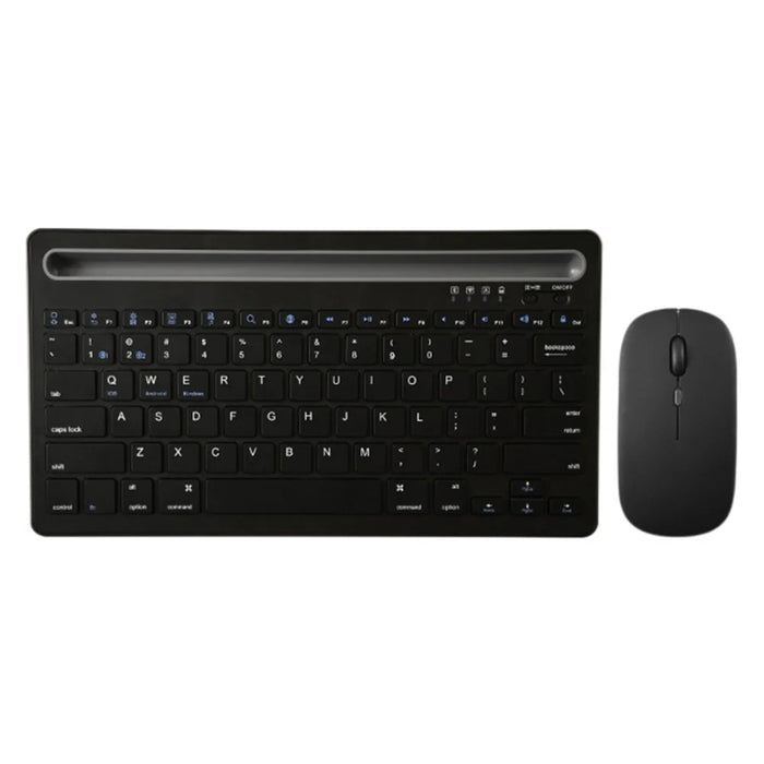 CMK108 Mini Bluetooth-compatible 2.4G Dual Mode Wireless Keyboard Mouse Set Rechargeable Keyboard Mouse Combo with Phone Tablet Stand - Black - 1