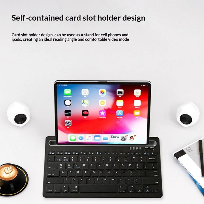 CMK108 Mini Bluetooth-compatible 2.4G Dual Mode Wireless Keyboard Mouse Set Rechargeable Keyboard Mouse Combo with Phone Tablet Stand - Black - 3