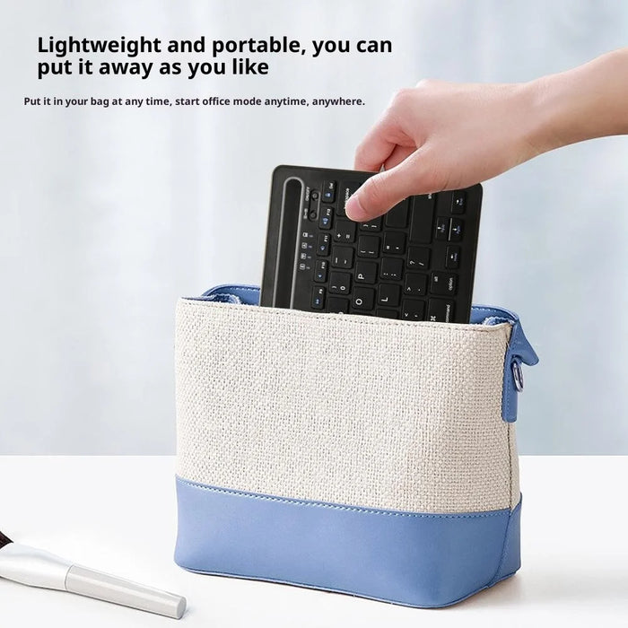 CMK108 Mini Bluetooth-compatible 2.4G Dual Mode Wireless Keyboard Mouse Set Rechargeable Keyboard Mouse Combo with Phone Tablet Stand - Black - 4