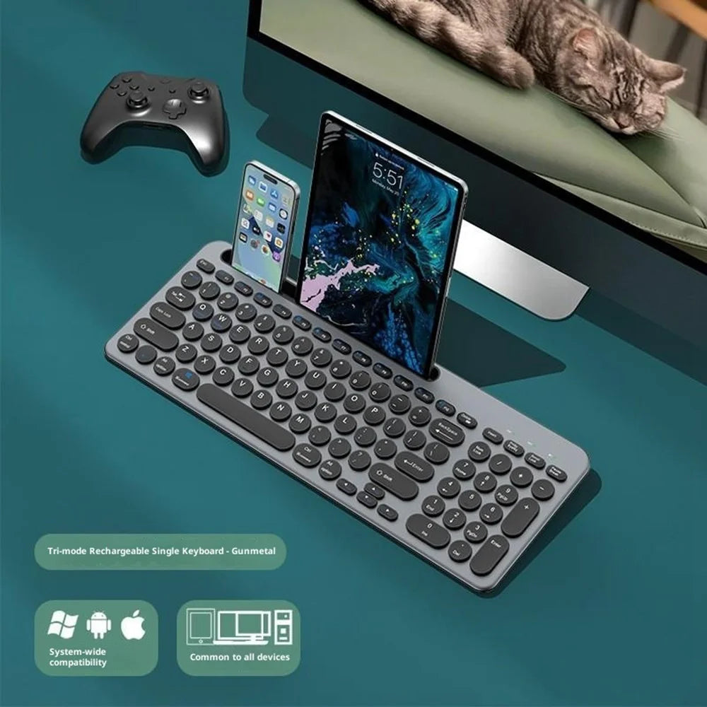 KS184 Wireless Keyboard Mouse Set Dual Mode Card Slot Scissor Switch Keyboard Mouse Combo for Computer Tablet Phone - Black - 2