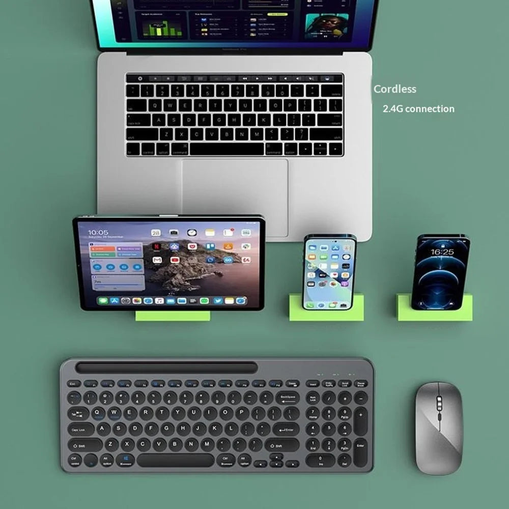 KS184 Wireless Keyboard Mouse Set Dual Mode Card Slot Scissor Switch Keyboard Mouse Combo for Computer Tablet Phone - Black - 7