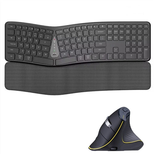 T1 Ergonomic Split Keyboard Mouse Set Wireless Vertical Bluetooth-compatible Rechargeable Home Office Keyboard + Mouse Combo with Wrist Rest for Computer Tablet Phone - Black - 1