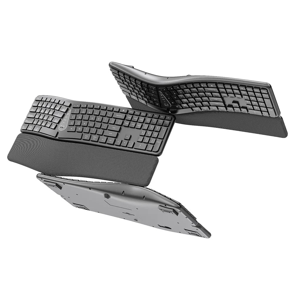T1 Ergonomic Split Keyboard Mouse Set Wireless Vertical Bluetooth-compatible Rechargeable Home Office Keyboard + Mouse Combo with Wrist Rest for Computer Tablet Phone - Black - 2