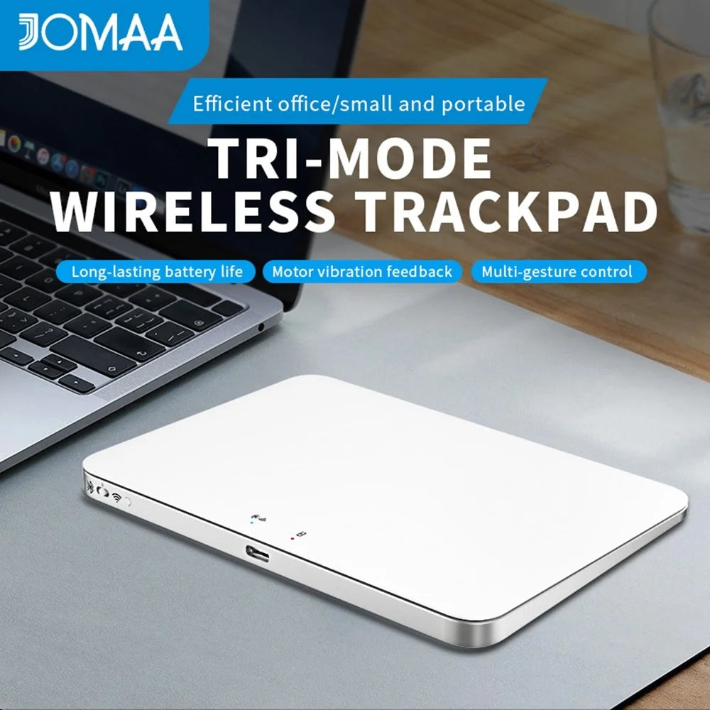 T8100 Tri-Mode Wireless Trackpad Bluetooth-compatible 2.4G USB-C Glass Multi-Gesture Touchpad for Windows Mac - Silver - 3