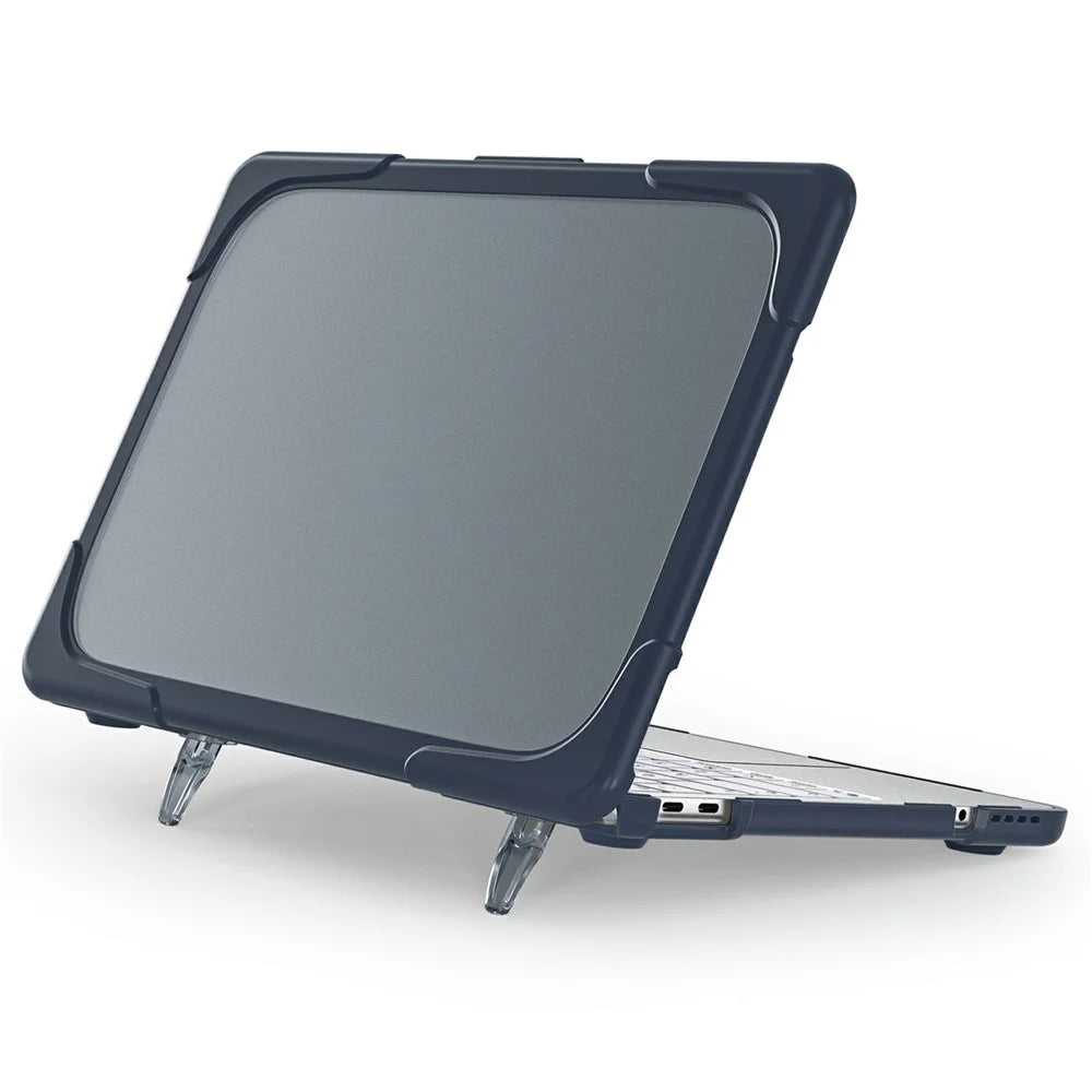 For MacBook Neo 13 inch (2026) Dual-Color Case PC TPU Hybrid Shell with Kickstand Anti-scratch Laptop Cover - Blue - 1