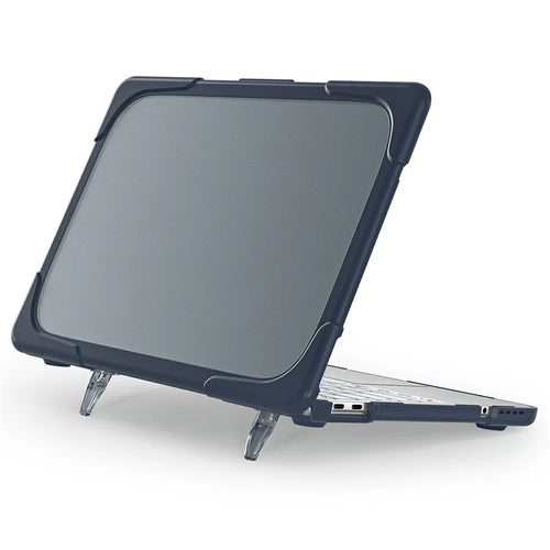 For MacBook Neo 13 inch (2026) Dual-Color Case PC TPU Hybrid Shell with Kickstand Anti-scratch Laptop Cover - Blue - 1