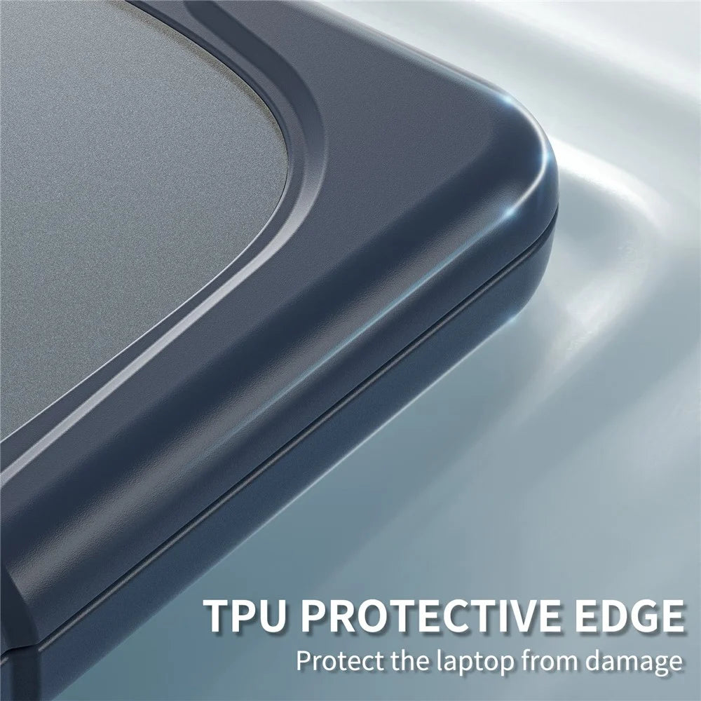 For MacBook Neo 13 inch (2026) Dual-Color Case PC TPU Hybrid Shell with Kickstand Anti-scratch Laptop Cover - Blue - 3