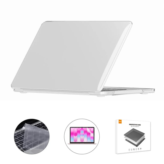 ENKAY HAT PRINCE For MacBook Neo 13 inch (2026) A3404 256G Crystal PC Laptop Case + Ultra Thin TPU Keyboard Cover + PET Screen Film 3 in 1 Kit, US Keyboard Layout - Transparent - 1