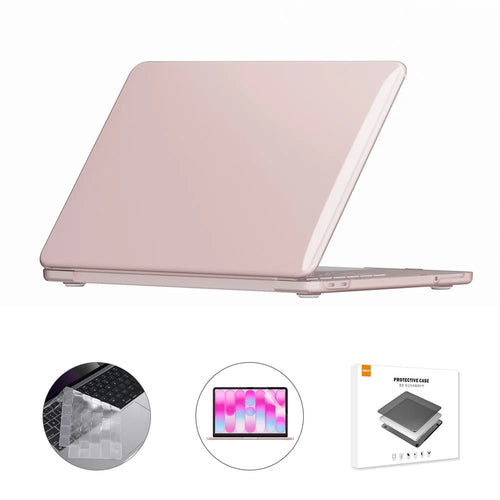 ENKAY HAT PRINCE For MacBook Neo 13 inch (2026) A3404 512G Crystal PC Laptop Case + Ultra Thin TPU Keyboard Cover + PET Screen Film 3 in 1 Kit, EU Keyboard Layout - Pink - 1