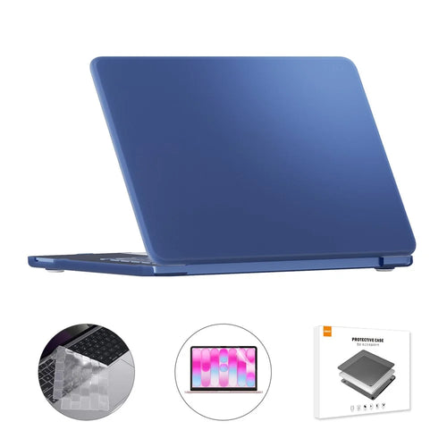 ENKAY HAT PRINCE For MacBook Neo 13 inch (2026) A3404 512G Matte PC Laptop Case + Ultra Thin TPU Keyboard Cover + PET Screen Film 3 in 1 Kit, US Keyboard Layout - Dark Blue - 1