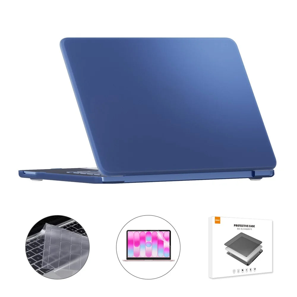 ENKAY HAT PRINCE For MacBook Neo 13 inch (2026) A3404 256G Matte PC Laptop Case + Ultra Thin TPU Keyboard Cover + PET Screen Film 3 in 1 Kit, US Keyboard Layout - Dark Blue - 1