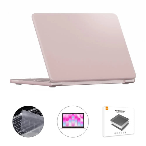 ENKAY HAT PRINCE For MacBook Neo 13 inch (2026) A3404 256G Matte PC Laptop Case + Ultra Thin TPU Keyboard Cover + PET Screen Film 3 in 1 Kit, EU Keyboard Layout - Pink - 1