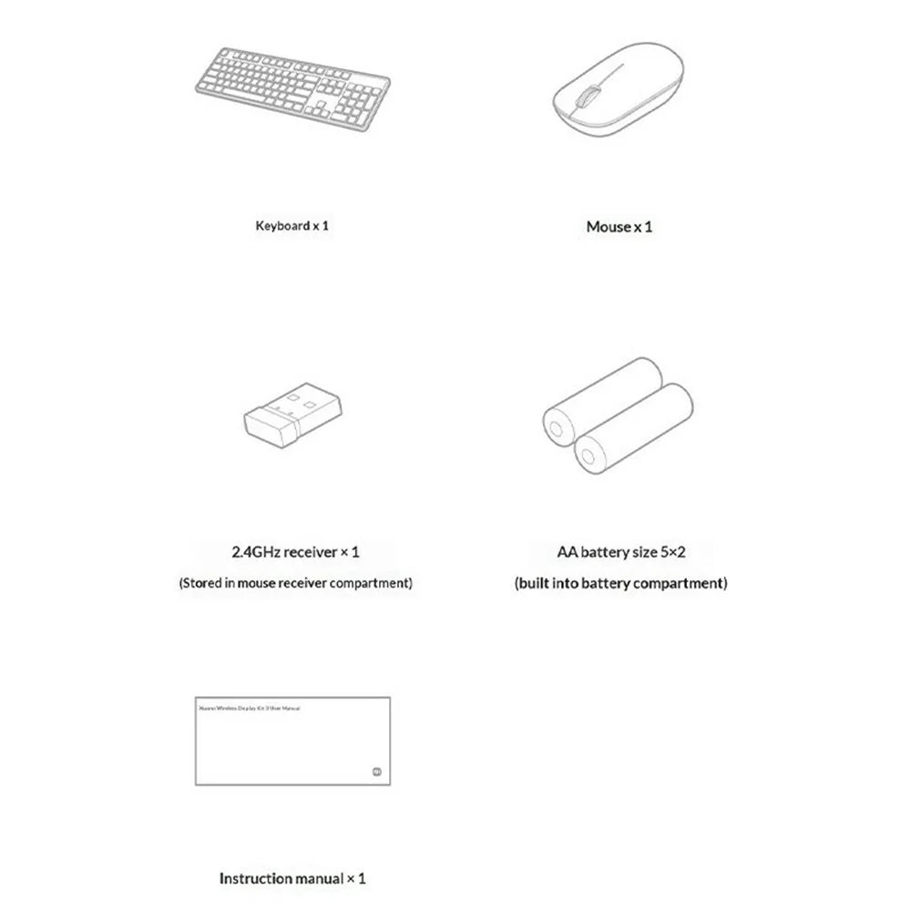 XIAOMI WXJS03YM 104-Key Wireless Keyboard and 1000DPI Mouse Combo Set for Home Office (Chinese Version) - Black - 6