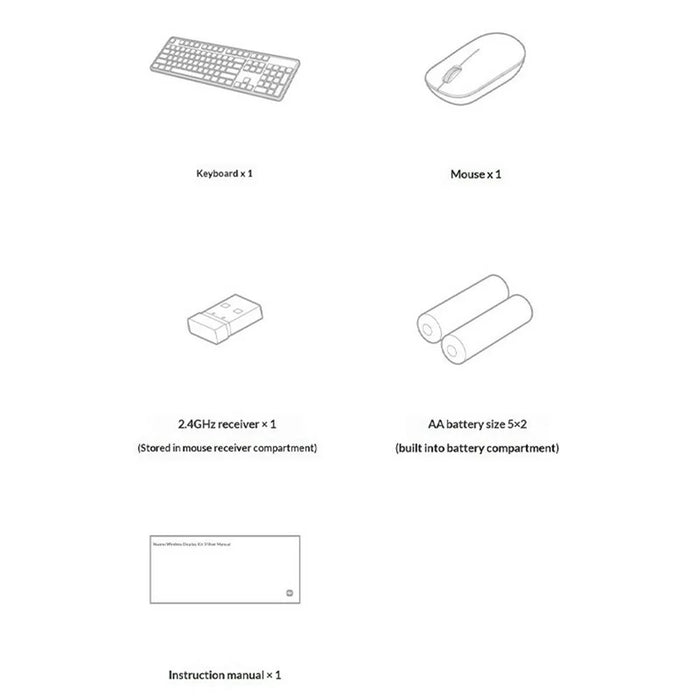 XIAOMI WXJS03YM 104-Key Wireless Keyboard and 1000DPI Mouse Combo Set for Home Office (Chinese Version) - Black - 6