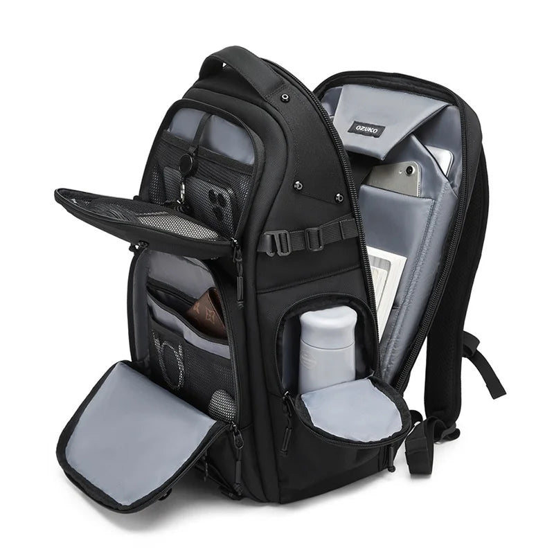 OZUKO 9891 26L Business Backpack Waterproof Anti-theft Laptop Bag for 16 Inch Notebook Travel School Bag - Black - 4