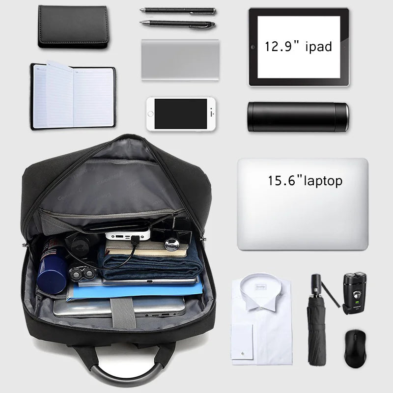 COOLBELL CB-6107S Waterproof Business Backpack 25L Travel Shoulder Bag for 15.6 Inch Laptop with External USB Charging Port - Black - 6