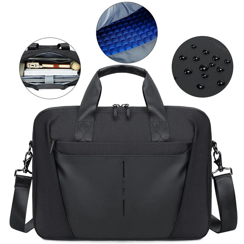 COOLBELL Business Briefcase for 15.6 Inch Laptop Waterproof Messenger Bag with Shoulder Strap - Black - 3