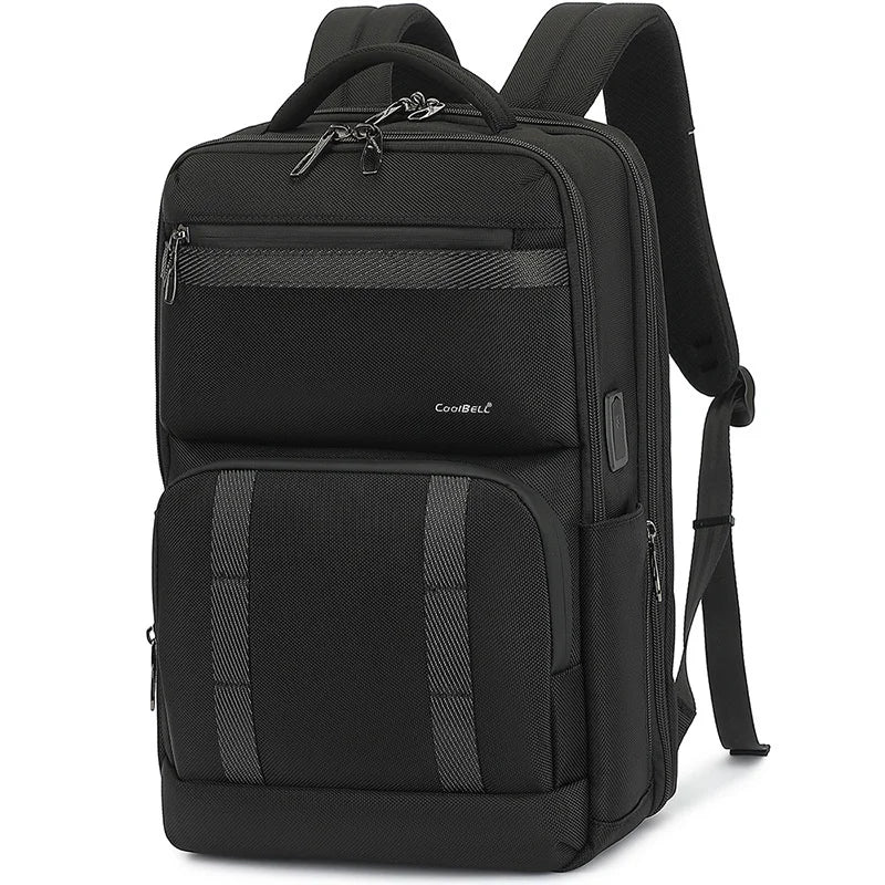 COOLBELL 8279 Large Capacity Waterproof Men Business Backpack 15.6 Inch Laptop Bag with USB+Type-C External Charging Ports - Black - 1