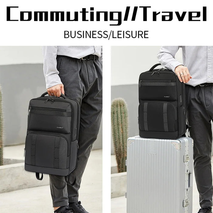 COOLBELL 8279 Large Capacity Waterproof Men Business Backpack 15.6 Inch Laptop Bag with USB+Type-C External Charging Ports - Black - 4