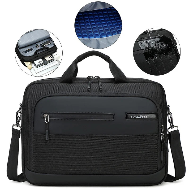COOLBELL CB-2135 Laptop Bag Waterproof Business Briefcase for 14.4 Inch Notebook Messenger Bag with Shoulder Strap - Black - 3