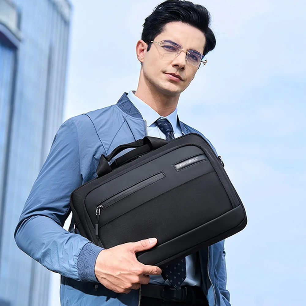 COOLBELL CB-2135 Laptop Bag Waterproof Business Briefcase for 14.4 Inch Notebook Messenger Bag with Shoulder Strap - Black - 4