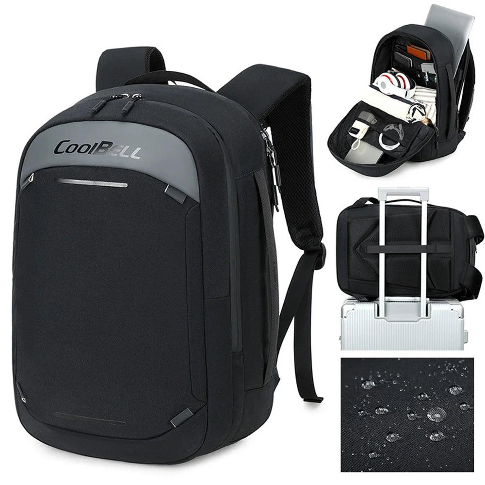 COOLBELL CB-8317 Business Backpack for 15.6 Inch Laptop Waterproof Travel Shoulder Bag with Reflective Strips - Black - 3