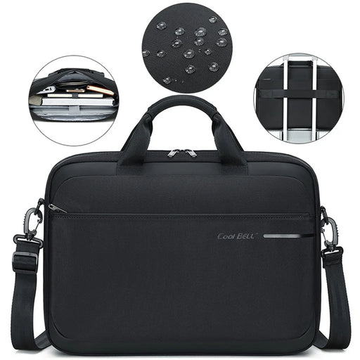 COOLBELL CB-2132 Business Laptop Bag for 15.6 Inch Notebook Waterproof Briefcase Messenger Bag with Trolley Strap - Black - 2