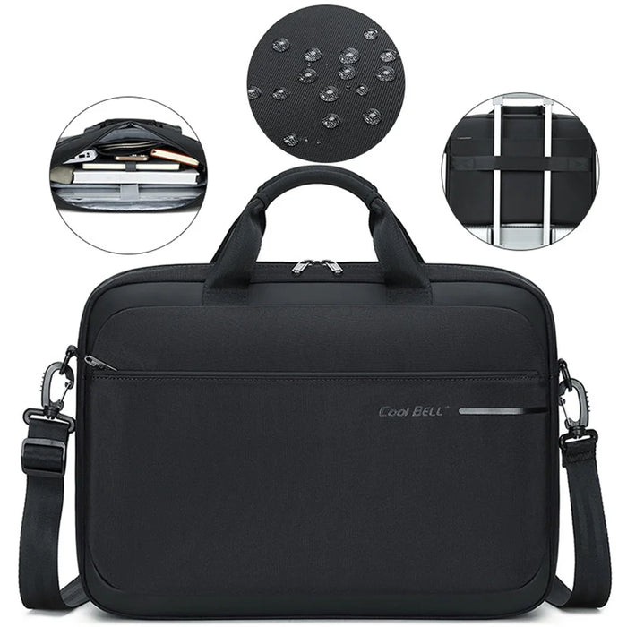 COOLBELL CB-2132 Business Laptop Bag for 15.6 Inch Notebook Waterproof Briefcase Messenger Bag with Trolley Strap - Black - 2