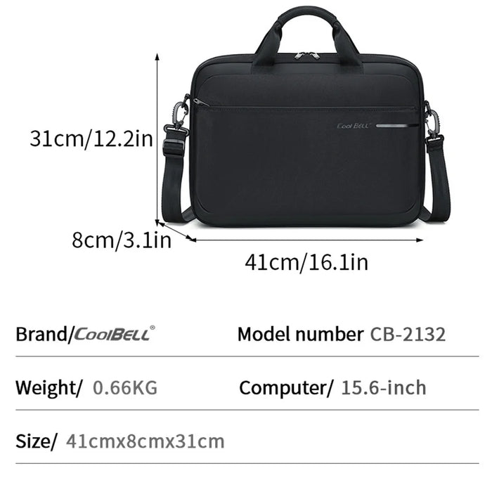 COOLBELL CB-2132 Business Laptop Bag for 15.6 Inch Notebook Waterproof Briefcase Messenger Bag with Trolley Strap - Black - 3