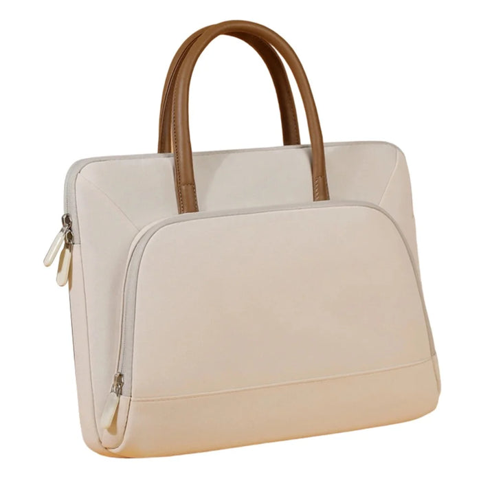 C100 Laptop Handheld Bag for 15-16.1 inch Notebook Triple Layer Protection Protective Sleeve Bag Portable Computer Case Carrying Briefcase - Beige - 1