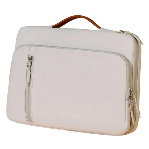 C108 Laptop Handheld Bag for 14-14.6 inch Notebook Retractable Handle Waterproof Business Protective Sleeve Bag Multi-Pocket Shockproof Carrying Case - Beige - 1
