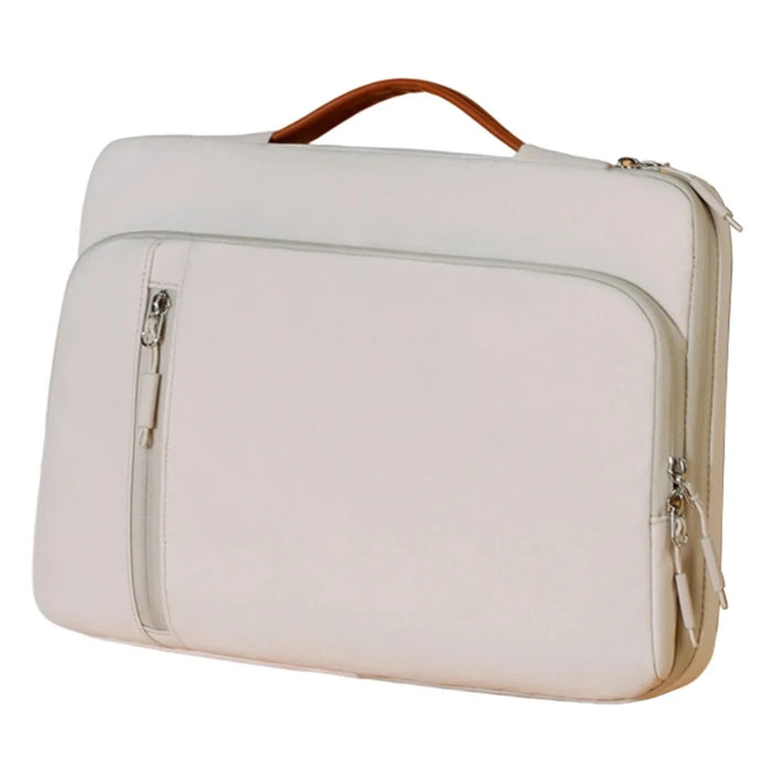 C108 Laptop Handheld Bag for 14-14.6 inch Notebook Retractable Handle Waterproof Business Protective Sleeve Bag Multi-Pocket Shockproof Carrying Case - Beige - 1