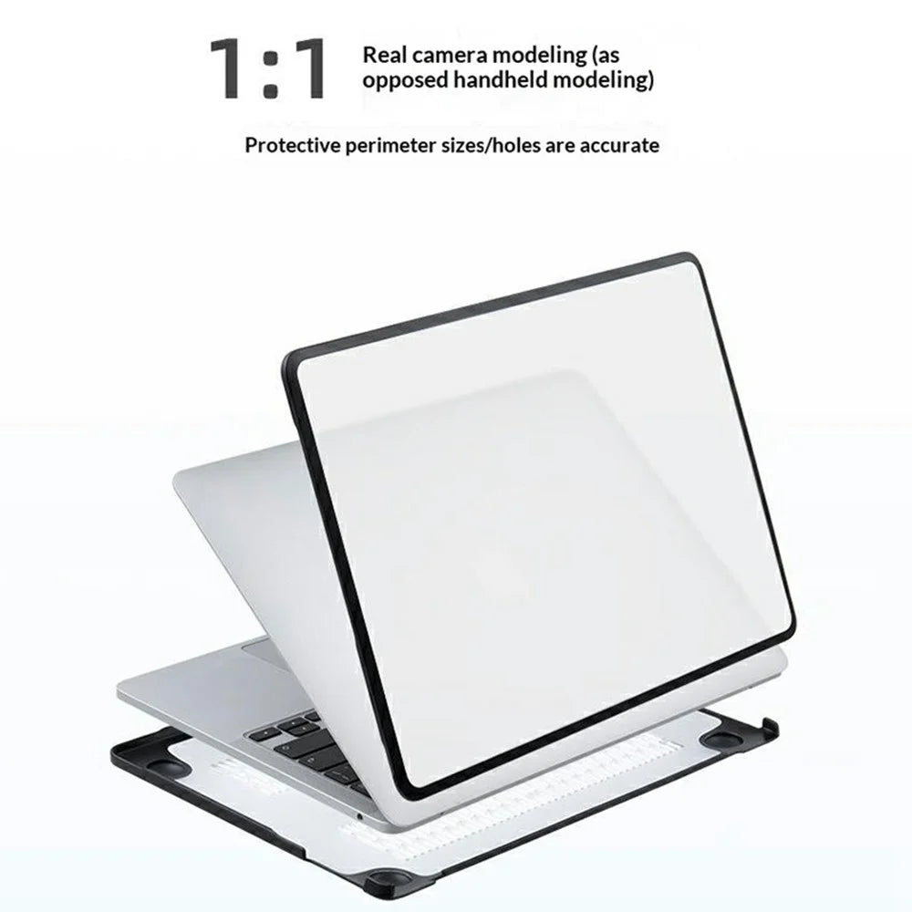 For MacBook Air 13 inch (2020) Case TPU+PC Frosted Matte Hard Shell Laptop Protective Cover - TPU Black Edges + Transparent PC - 6