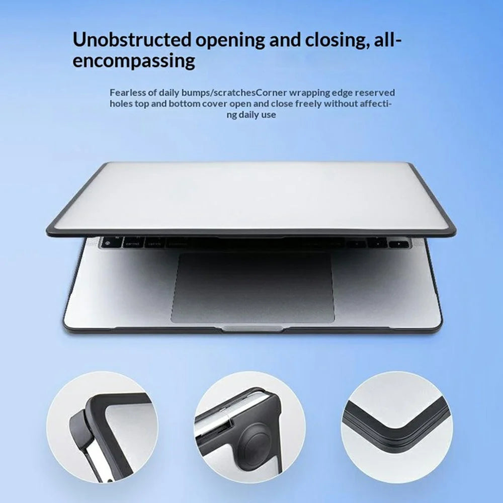 Laptop Protective Case For MacBook Air 15 inch (2026) / (2025) / (2024) / (2023) TPU+PC Frosted Matte Hard Shell Cover - TPU Black Edges + Transparent PC - 2