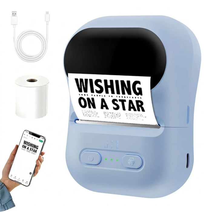 P5 Mini Bluetooth-compatible Thermal Label Printer Portable 203DPI Wireless Label Maker for iOS Android - Blue - 1