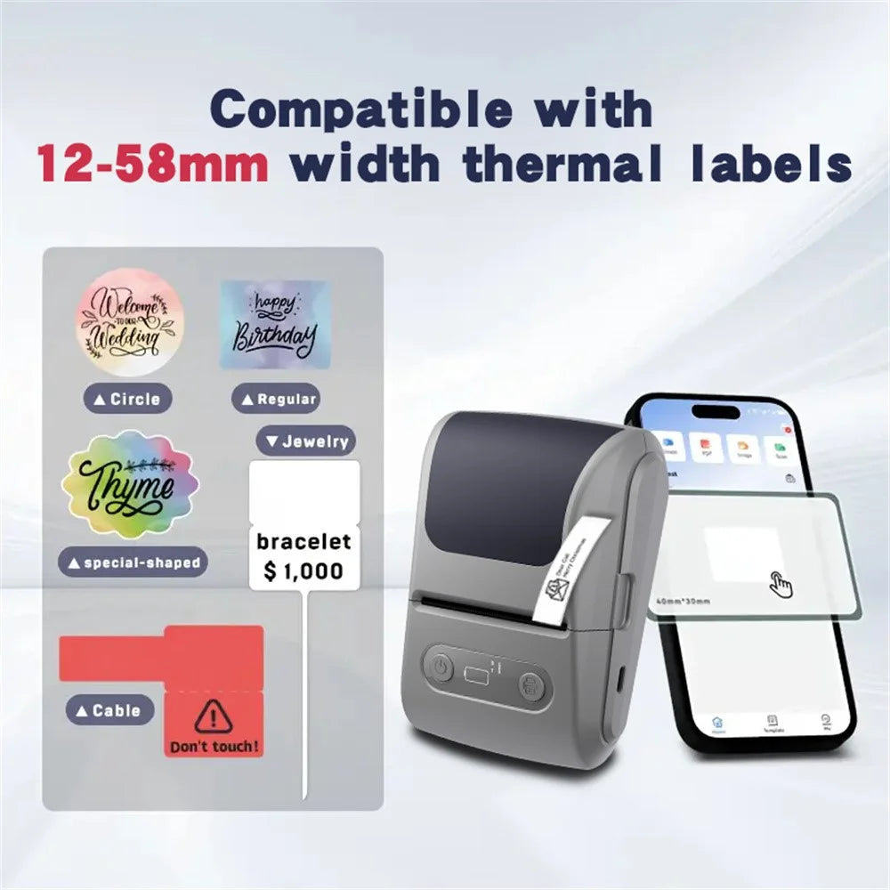 P1 Mini Thermal Label Printer 203DPI 1200mAh Bluetooth-compatible Portable Sticker Maker Handheld Printer - Black - 5