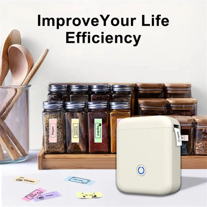 P11 Portable Mini Thermal Label Printer 203DPI Bluetooth-compatible Sticker Maker Handheld Printer for Home Office - Beige - 4