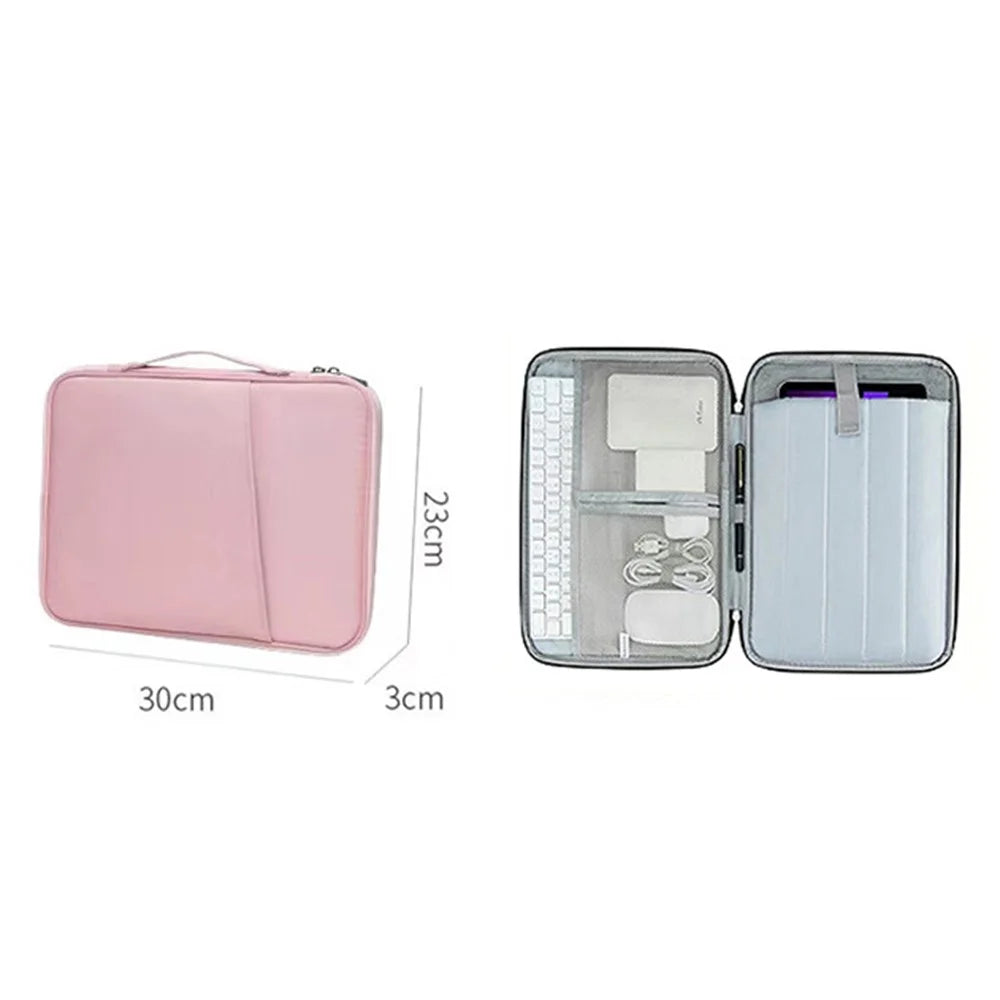 Laptop Tablet Carrying Case Organizer Bag for 11 Inch Notebook Portable Multi-Compartment Storage Travel Pouch with Handle - Black - 6