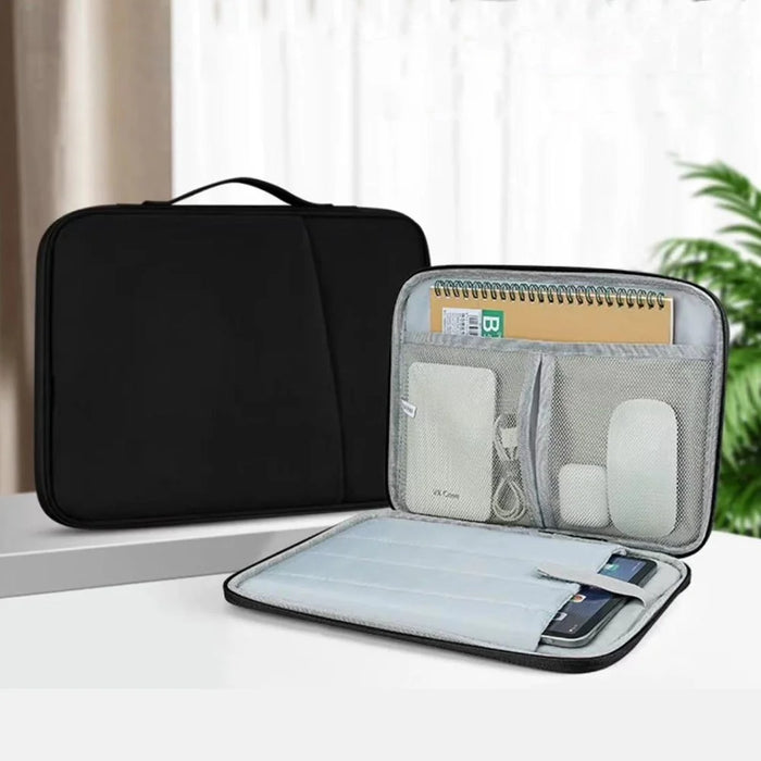 Laptop Bag for 15.6 Inch Notebook Tablet Computer Portable Carrying Case Multi-Pocket Storage Organizer Bag - Black - 5