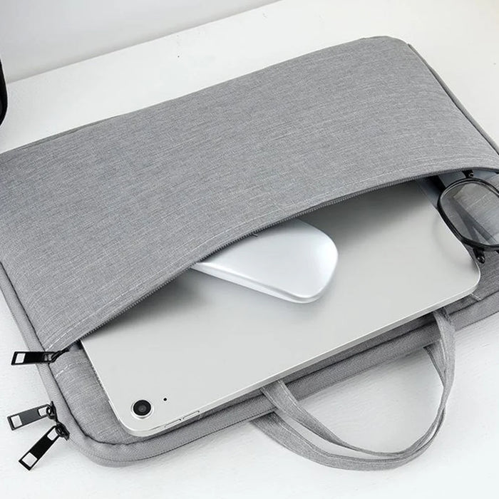 Laptop Bag for 11.6-12.5 inch Notebook 180 Degree Fully Opening Handle Business Style Computer Handbag with Front-Zip Pocket - Grey - 7