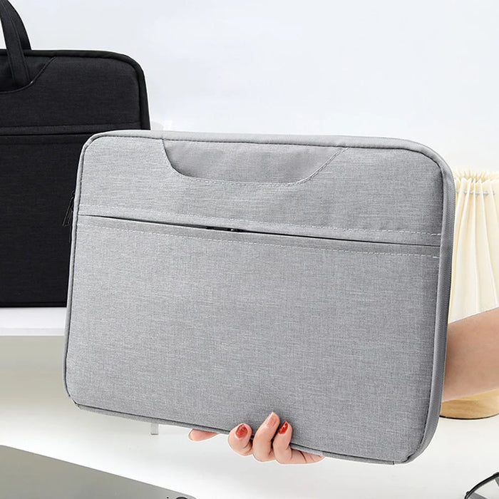 Laptop Bag for 13.3 inch Notebook 180 Degree Fully Opening Handle Business Style Computer Handbag with Front-Zip Pocket - Grey - 4