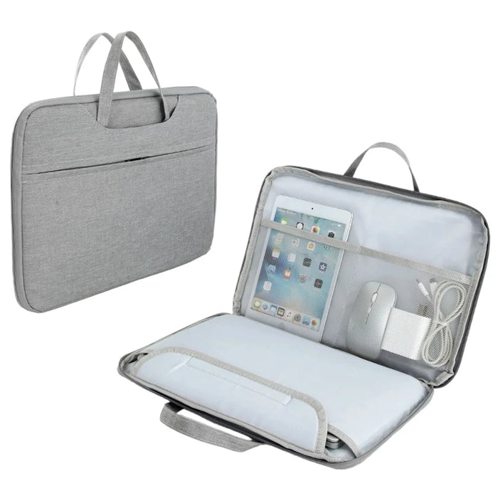 Laptop Bag for 14.1-15.4 inch Notebook 180 Degree Fully Opening Handle Business Style Computer Handbag with Front-Zip Pocket - Grey - 1