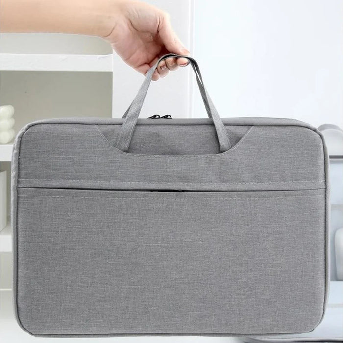 Laptop Bag for 14.1-15.4 inch Notebook 180 Degree Fully Opening Handle Business Style Computer Handbag with Front-Zip Pocket - Grey - 3